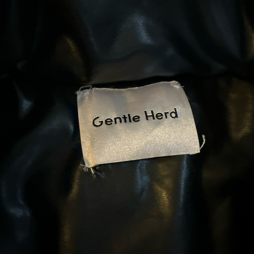 Gentle Herd High-Neck Puffer Jacket Black Size Medium‎ Vegan Leather - Picture 10 of 12